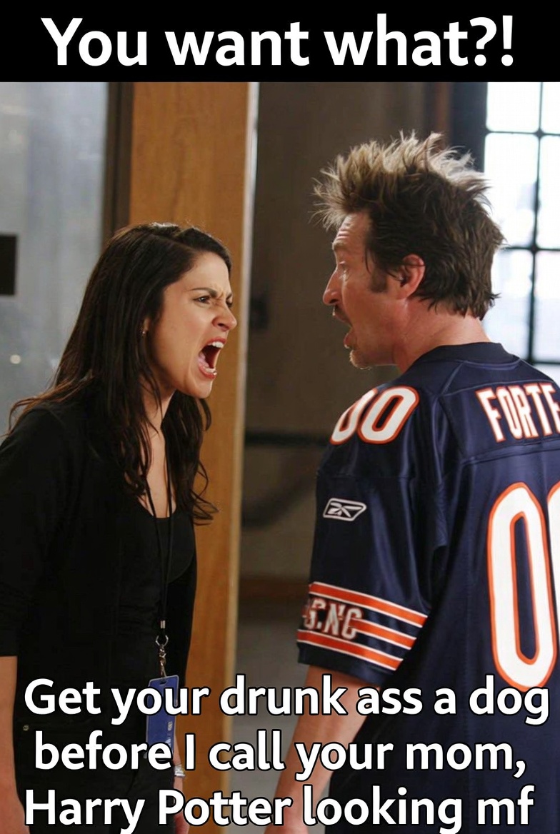 Get your drunk ass a dog before I call your mom, Harry Potter looking mf.