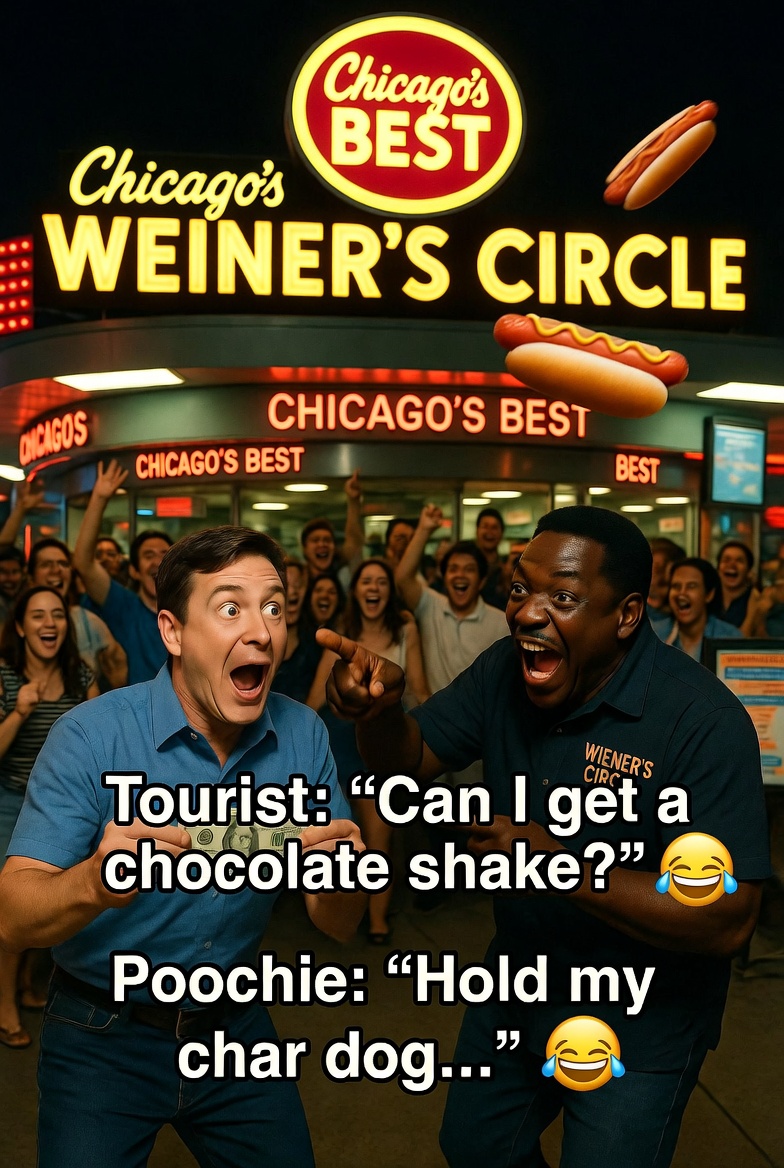 Tourist asks for a chocolate shake. Poochie says hold my char dog.