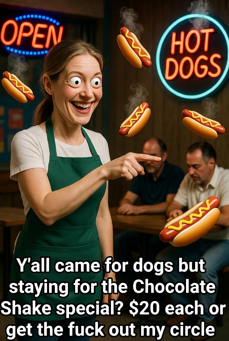 Came for dogs, staying for the chocolate shake. $20 each or GTFO Poochie's circle.
